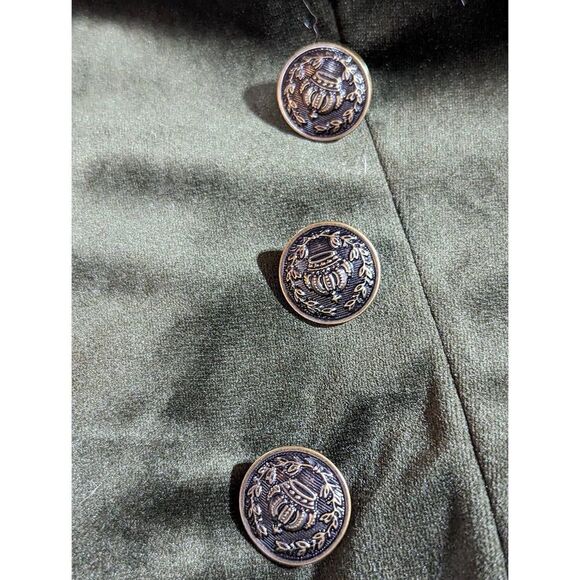 Joh Women's Olive Green Velveteen Double Breasted Buttons Blazer Jacket Medium - Picture 8 of 8